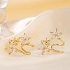 Elegant Flower Brass Clear Cubic Zirconia Geometric Stud Earrings for Women MO8139-1