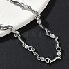 Brass Micro Pave Clear Cubic Zirconia Heart & Twist Link Chain Bracelets for Women BJEW-G764-06P-2