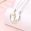 2Pcs Mother's Day Sunflower Heart Alloy Crystal Rhinestone Mother and Daughter Pendant Necklaces FS-WGEE931-01-1
