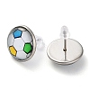 Sport Balls Glass & 304 Stainless Steel Stud Earrings for Women EJEW-H005-01P-02-2