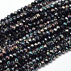 Faceted Rondelle Half Rainbow Plated Electroplate Glass Beads Strands EGLA-J134-3x2mm-HR19-1