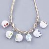 Handmade Braided Raffia Charm Bracelets AJEW-S072-14B-4