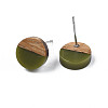 Opaque Resin & Walnut Wood Stud Earrings EJEW-N017-008-B08-3