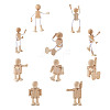 Unfinished Blank Wooden Robot Toys AJEW-TA0001-03-12