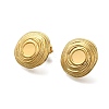 Ion Plating(IP) 304 Stainless Steel Flat Round Stud Earrings for Women EJEW-M028-02G-2