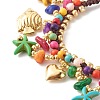 Ocean Animal Theme Braided Bead Bracelet X-BJEW-JB07285-5