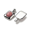 Brass Pave Natural Rhodonite Rectangle Pendants KK-R210-27P-2