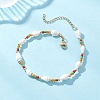 Natural Shell & Glass Seed Beads & 304 Stainless Steel Beaded Anklets for Women AJEW-TA00056-1