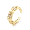 Brass Micro Pave Clear Cubic Zirconia Multi-layer Open Cuff Ring for Women RJEW-Z055-01G-02-1