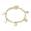 Golden 304 Stainless Steel Charm Bracelets with Brass Paperclip Chains BJEW-JB10031-3