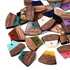 Opaque & Transparent Resin & Walnut Wood Pendants RESI-N053-34-1