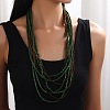 Bohemian Style Wood & Glass Seed Beaded Multilayer Long Necklaces for Women FS-WG013E3-01-2