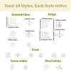 600Pcs 10 Styles ABS Plastic Imitation Pearl & Acrylic Bead Caps OACR-SC0002-34-2