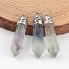 Bullet Natural Fluorite Pointed Pendants G-E332-C16-1