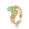 Gemstone Oval Open Cuff Ring with Crystal Rhinestone STAS-E168-10C-G-2