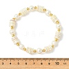 Electroplated Shell Pearl & Brass Beaded Stretch Bracelets for Women BJEW-JB13997-4