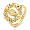 Flat Round with Saint & Heart Rack Plating Brass Micro Pave Cubic Zirconia Adjustable Rings RJEW-I105-04G-10-1