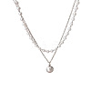 Alloy & Plastic Imitation Pearl Double Layer Necklaces WG1127D-02-2