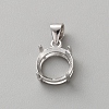 925 Sterling Silver Rhinestone Claw Pendant Settings STER-WH0004-072D-P-1