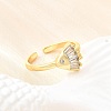 Ocean Theme Brass Micro Pave Cubic Zirconia Cuff Rings for Women RJEW-F184-17D-G-4