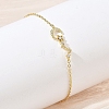Brass Micro Pave Clear Cubic Zirconia Moon Star Link Bracelets KK-CBA6980-25G-3