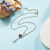 Alloy Enamel Rose with Butterfly Lariat Necklaces with 304 Stainless Steel Chains NJEW-JN04321-5