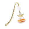 Heart Angel Glass Seed & Plastic Pearl Pendant Bookmark AJEW-MZ00002-02-1