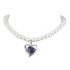 Natural Lapis Lazuli Heart Pendant Necklaces NJEW-JN04951-1