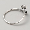 925 Sterling Silver Open Cuff Design Ring Mounts Fittings with Pearl Seat STER-WH0016-09AS-2