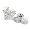 304 Stainless Steel Textured Heart Stud Earrings EJEW-D281-17S-2