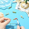 6Pcs 6 Colors Rack Plating Brass Pendants KK-CJ0005-78-5