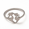 304 Stainless Steel Double Cat Finger Ring for Women RJEW-K239-04P-2