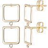 Beebeecraft 20Pcs Hollow Square Brass Stud Earring Findings KK-BBC0012-85-1