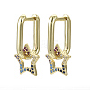 Brass Micro Pave Cubic Zirconia Dangle Huggie Hoop Earrings KK-R137-023-NF-1