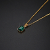 Glass Rectangle Pendant Necklace with Golden Stainless Steel Chains ZR6442-2
