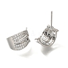 Brass Cubic Zirconia & Glass Stud Earrings EJEW-M048-02P-2