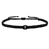 Adjustable Handmade Woven Waxed Cord Braided Bracelets with Acrylic Letter Beads OI4298-25-1
