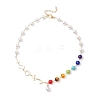 Brass Lucky & Chakra Stone Beaded Necklaces NJEW-JN05174-4