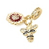 Brass Micro Pave Cubic Zirconia European Dangle Charms KK-Z150-06G-03-2