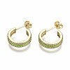 Semicircular Brass Micro Pave Clear Cubic Zirconia Half Hoop Earrings EJEW-T046-21D-NF-2