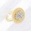 Brass Micro Pave Clear Cubic Zirconia Cuff Rings RJEW-M066-03G-02-2