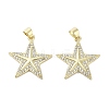 Rack Plating Star Brass Micro Pave Cubic Zirconia Pendants KK-E102-11G-1
