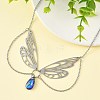 304 Stainless Steel & Blue Glass Pendant Necklaces NJEW-TA00253-1