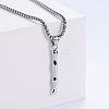 3Pcs Stainless Steel Textured Letter Pendant Box Chain Necklaces LW4134-35-1