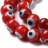 Handmade Evil Eye Lampwork Round Bead Strands LAMP-L055-6mm-19-3