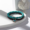 Natural Coconut & Synthetic Turquoise(Dyed) Beads Stretch Bracelets Set BJEW-JB07168-3