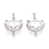 925 Sterling Silver Micro Pave Clear Cubic Zirconia Pendant Cabochon Settings STER-N016-45P-1