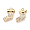 Christmas Theme Brass Micro Pave Clear Cubic Zirconia Charms KK-T073-17G-1