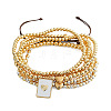 5Pcs 5 Styles 304 Stainless Steel Beads Stretch Bracelets UF8156-1-5
