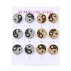 304 Stainless Steel Rhinestone Stud Earrings EJEW-C099-20GP-4